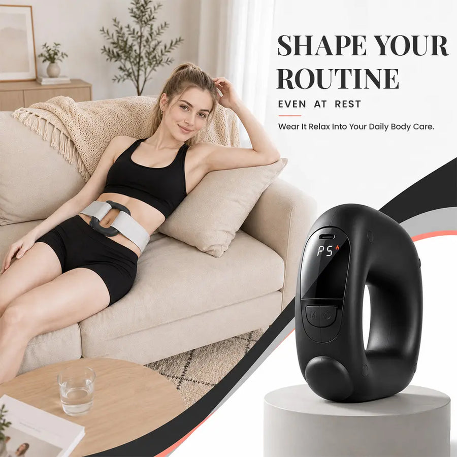Turbo-Vibe Fascia Ring Belt – Rechargeable Hands-Free Full Body Massage Device, 6 Speed 6 Mode Mini Ab Trainer for Muscle Recovery & Deep Tissue Relief, Perfect Gifts for Boyfriend, Men, Women, Adults